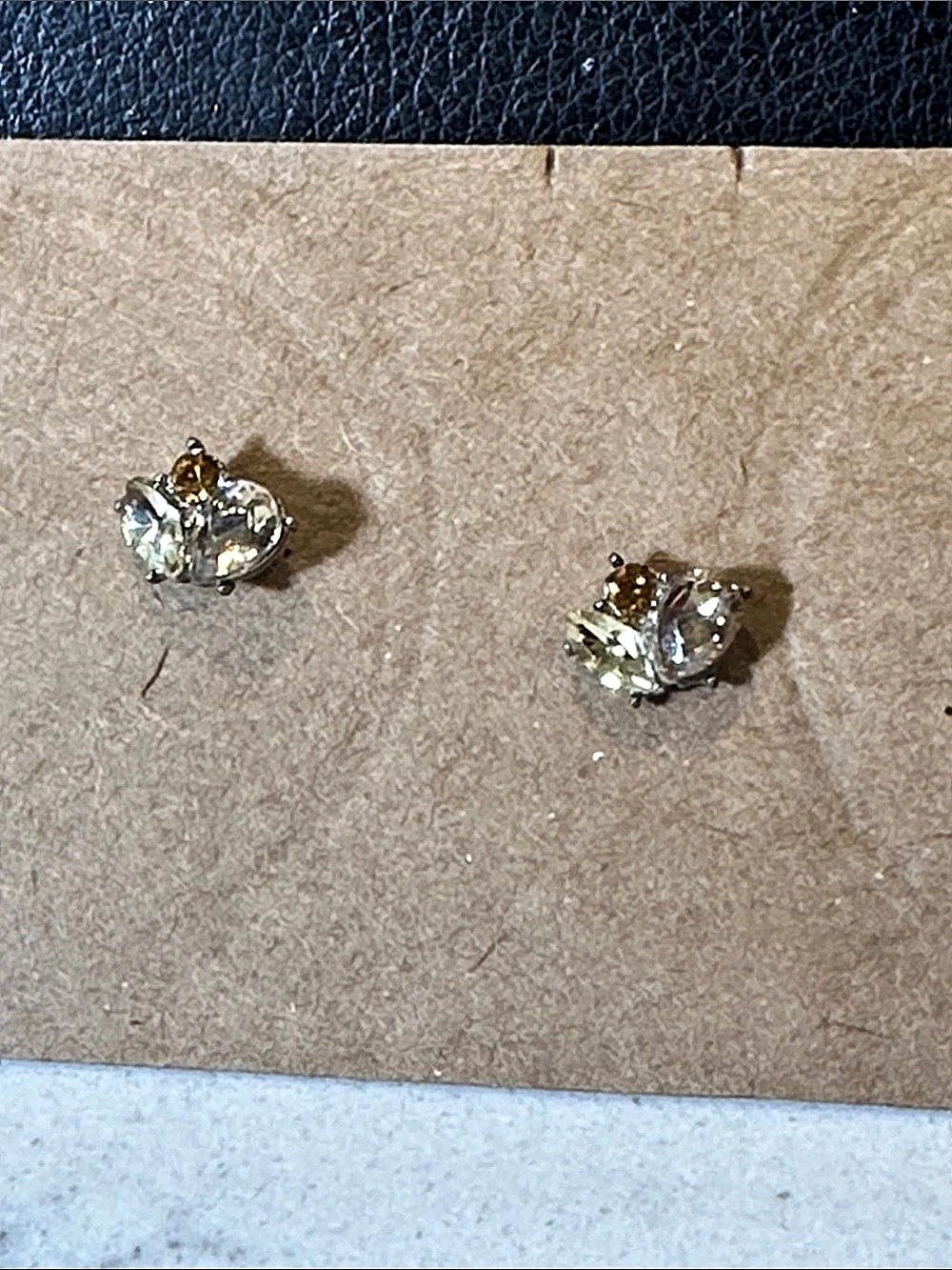 Crystal Cluster Stud Earrings in Clear & Gold